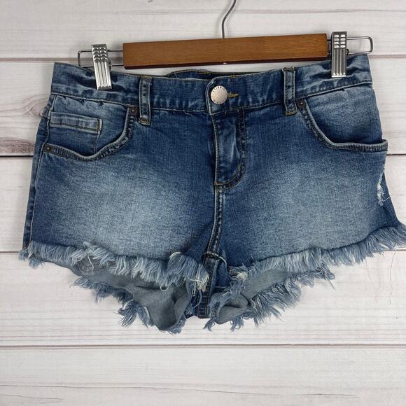 O’Neill Womens Denim Shorts‎ Cutoff SHORT Distressed Raw Hem Size 26 - Picture 1 of 6